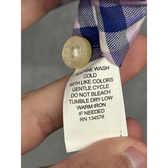 Vineyard Vines Shirt Mens Small Slim Fit Murray Gingham Plaid Preppy Pink Blue S - Picture 5 of 7